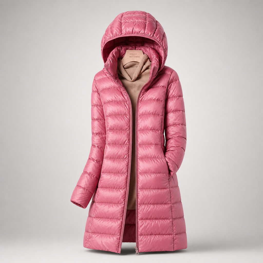 Jorielle | Lightweight Hooded Long Puffer Coat