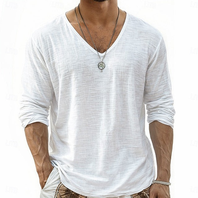 Alton | Lightweight Slub V Neck Shirt