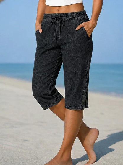 Audrina | Casual Drawstring Cropped Pants