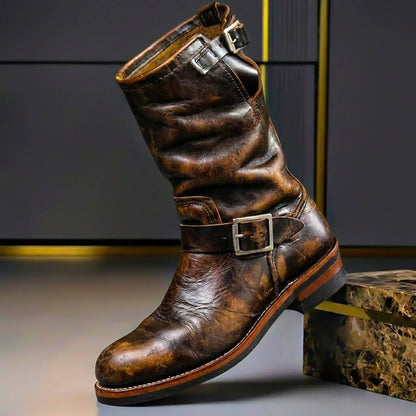 Sullivan | Distressed Leather Biker Boots