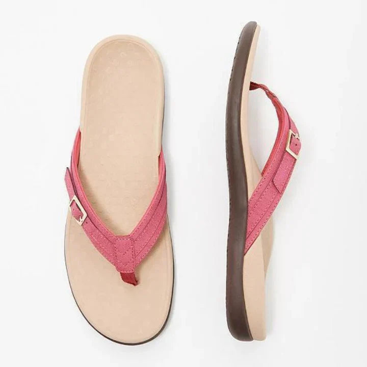 Syllwyn | Buckle Strap Toe Post Cushioned Flat Flip Flops