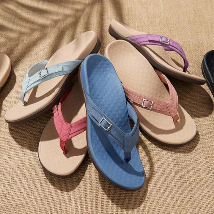 Syllwyn | Buckle Strap Toe Post Cushioned Flat Flip Flops