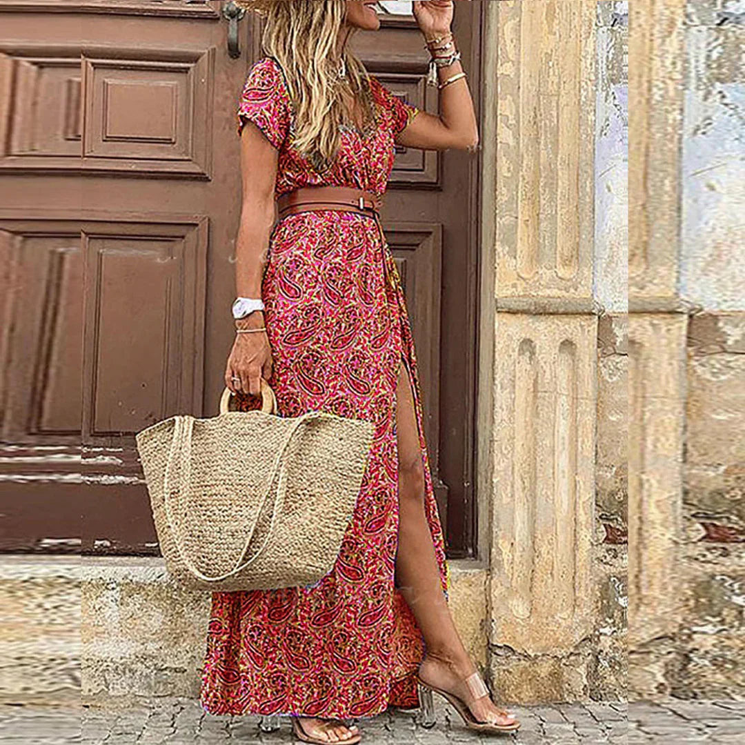 Delphina | Printed Wrap Front Maxi Dress