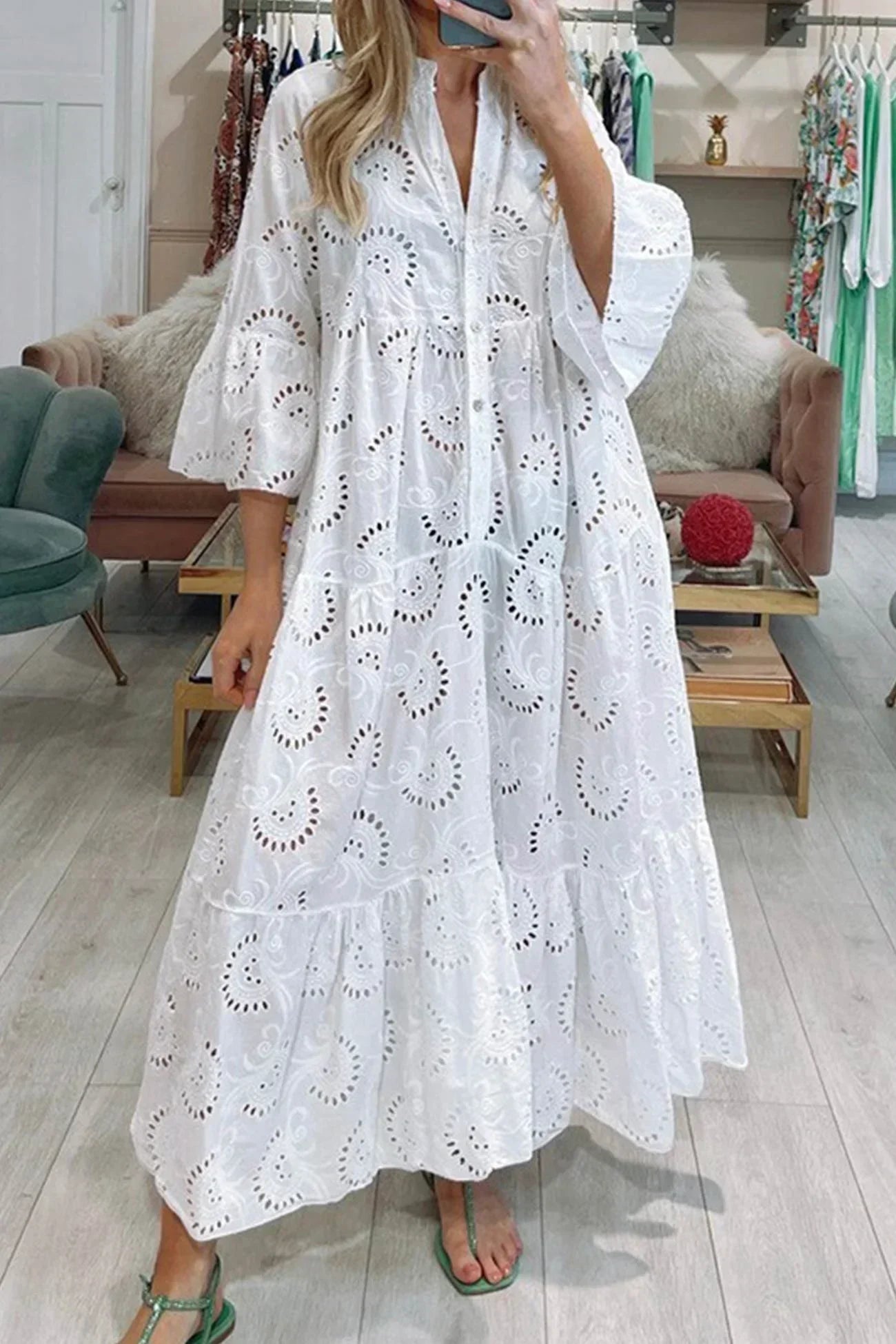Bianca | Boho Broderie Anglaise Dress