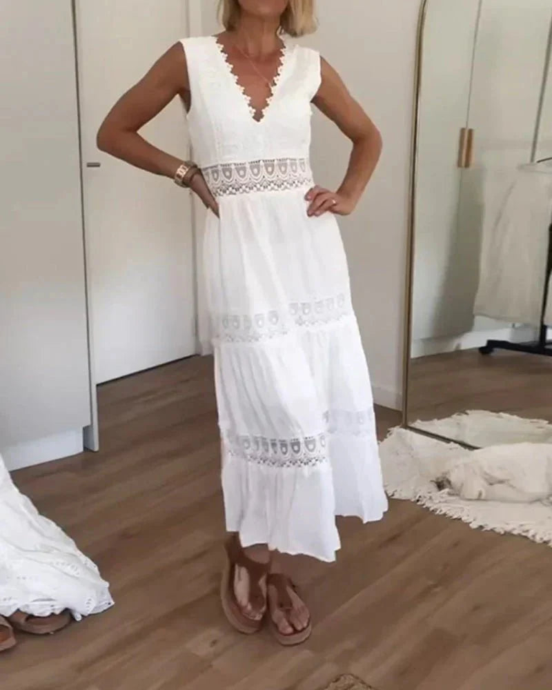 Delmira | Boho Lace Detail Maxi Dress