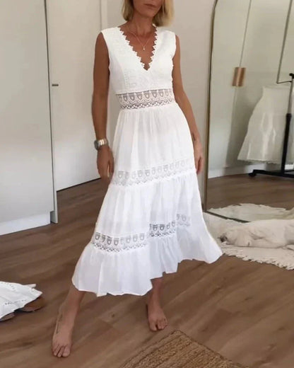 Delmira | Boho Lace Detail Maxi Dress