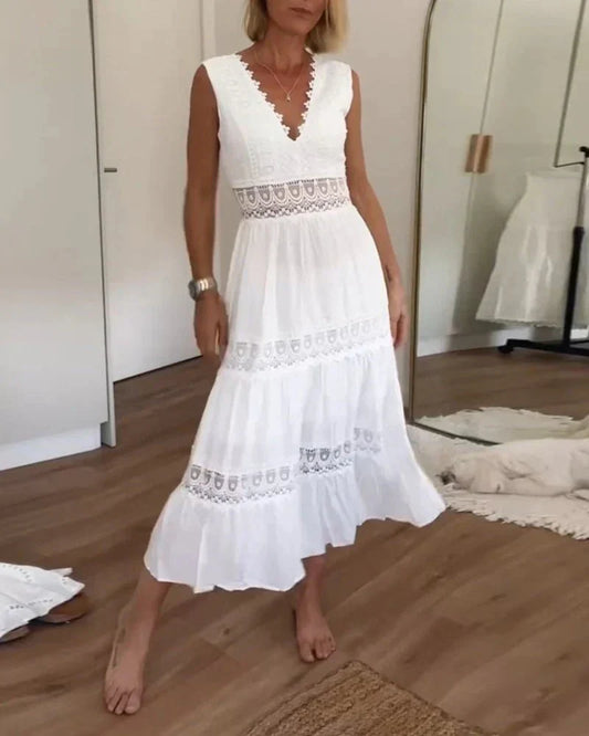 Delmira | Boho Lace Detail Maxi Dress