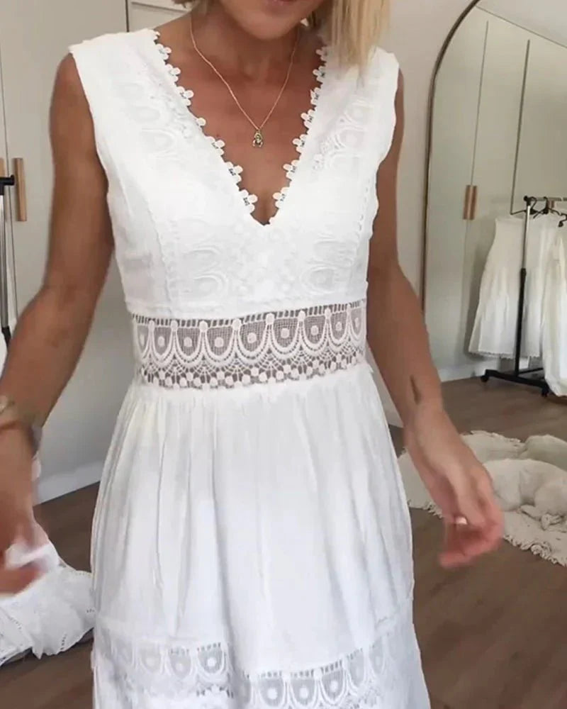 Delmira | Boho Lace Detail Maxi Dress