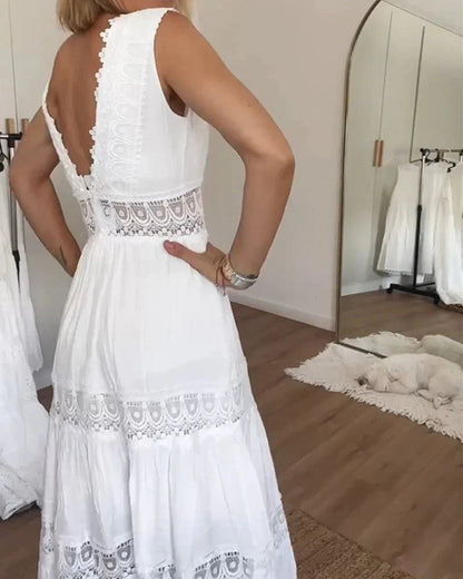 Delmira | Boho Lace Detail Maxi Dress