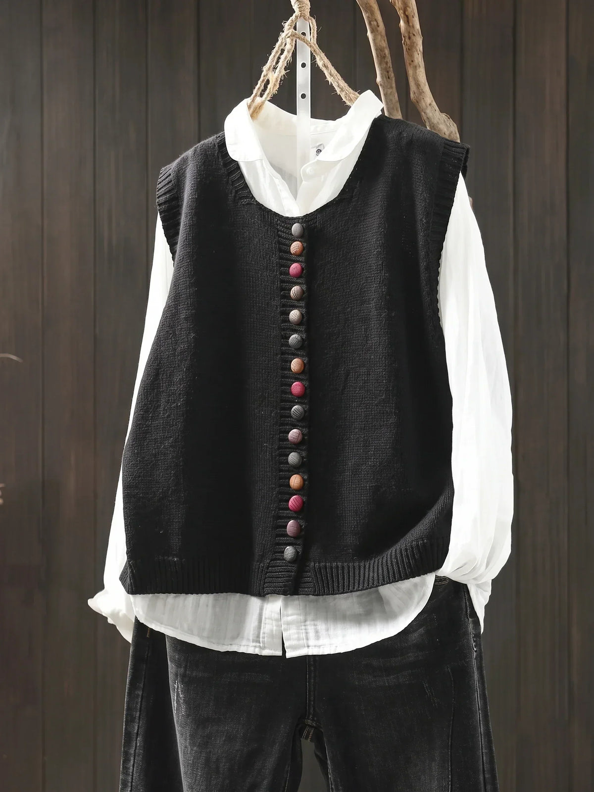 Faylisse | Colourful Button Knit Vest