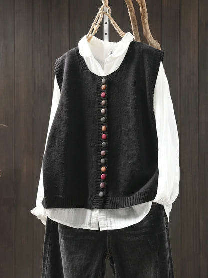 Faylisse | Colourful Button Knit Vest