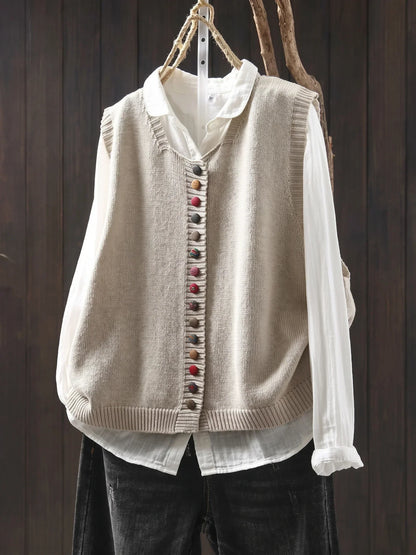 Faylisse | Colourful Button Knit Vest