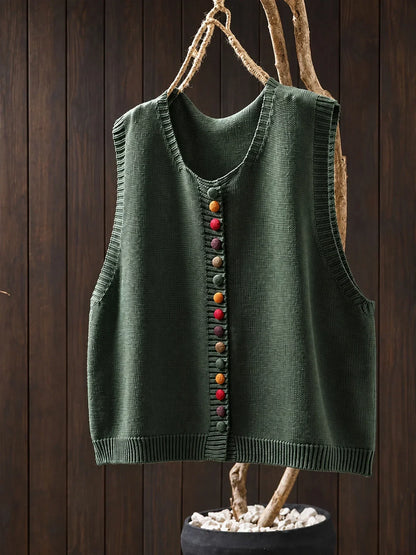 Faylisse | Colourful Button Knit Vest