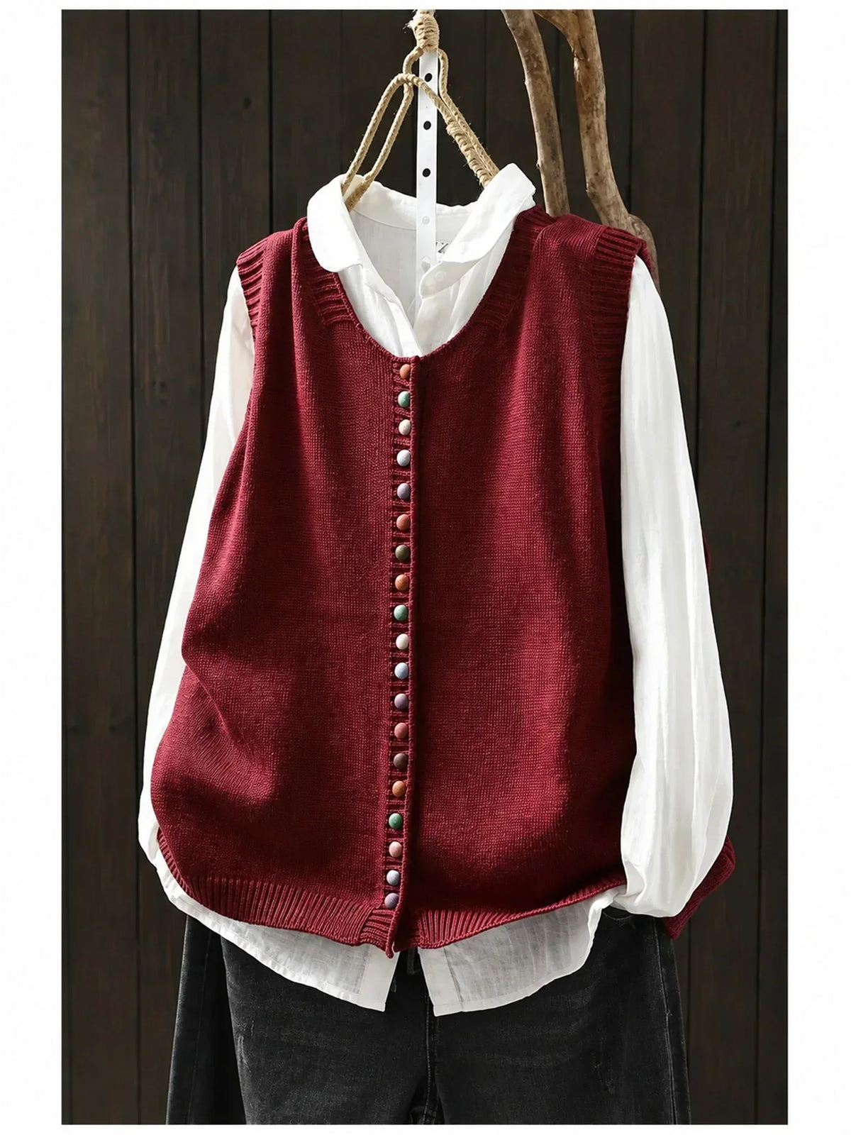 Faylisse | Colourful Button Knit Vest