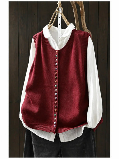 Faylisse | Colourful Button Knit Vest