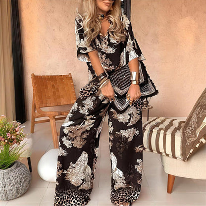 Solviera | Printed Wide Leg Jumpsuit