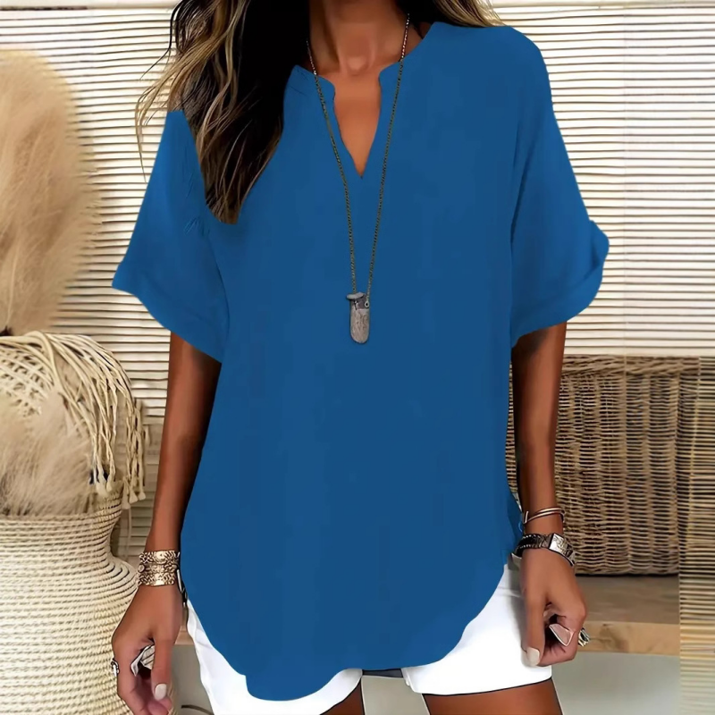 Elowyn | Relaxed V Neck Tunic Blouse