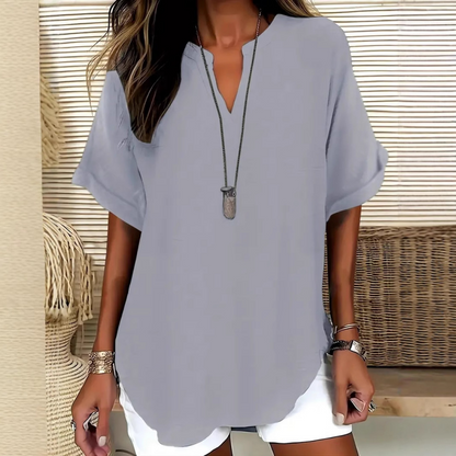 Elowyn | Relaxed V Neck Tunic Blouse