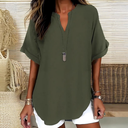Elowyn | Relaxed V Neck Tunic Blouse