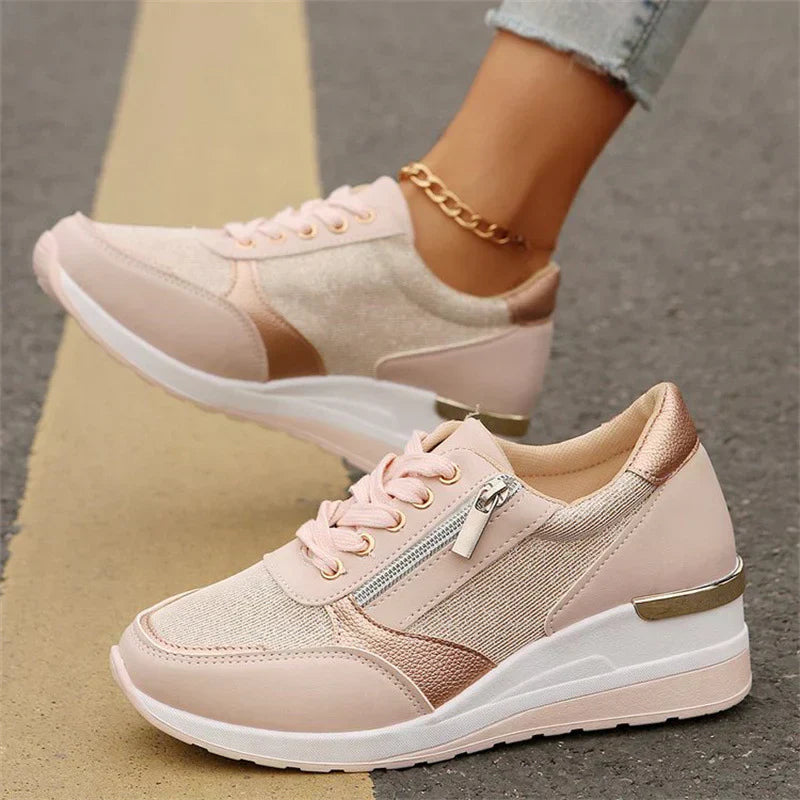 Avenique | Zip Detail Platform Running Shoes