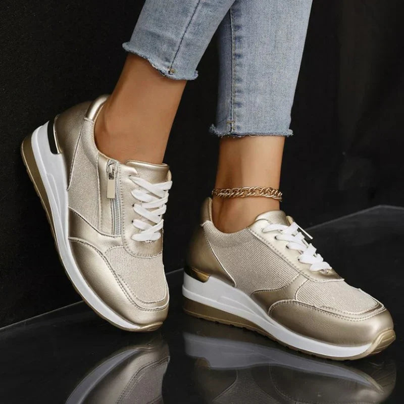 Avenique | Zip Detail Platform Running Shoes