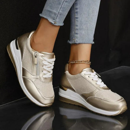 Avenique | Zip Detail Platform Running Shoes