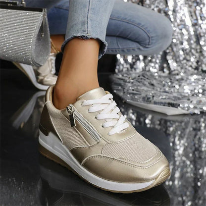 Avenique | Zip Detail Platform Running Shoes