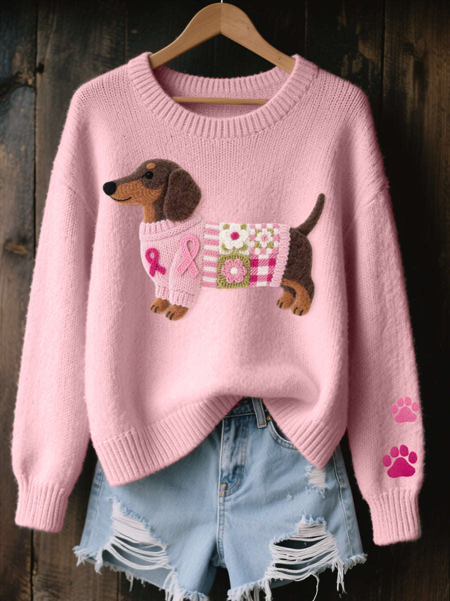 Euphemia | Cozy Dog Detail Crew Neck Sweater