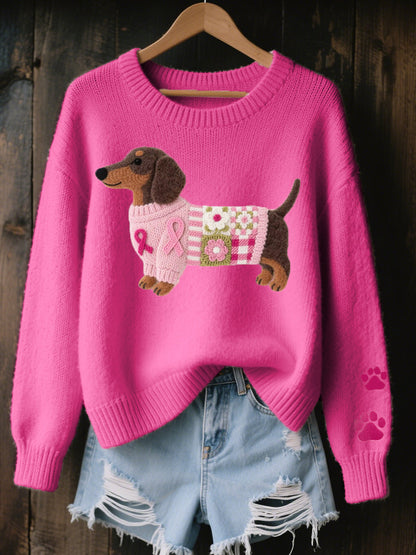 Euphemia | Cozy Dog Detail Crew Neck Sweater
