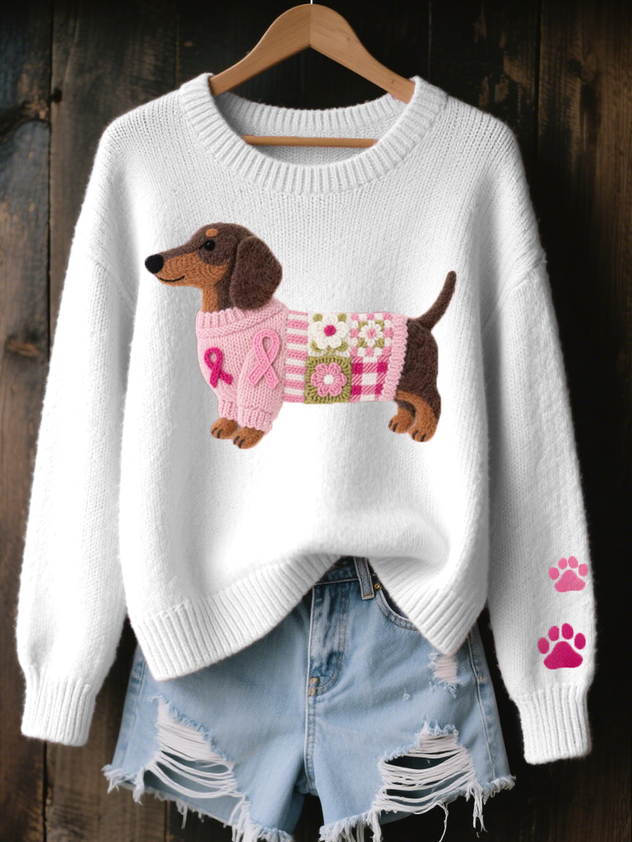Euphemia | Cozy Dog Detail Crew Neck Sweater