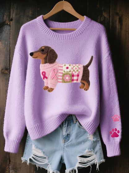 Euphemia | Cozy Dog Detail Crew Neck Sweater