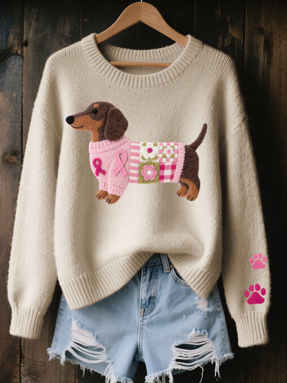 Euphemia | Cozy Dog Detail Crew Neck Sweater