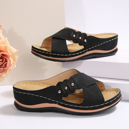 Zarellune | Cross Strap Comfort Slide Sandals