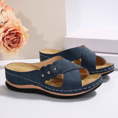 Zarellune | Cross Strap Comfort Slide Sandals