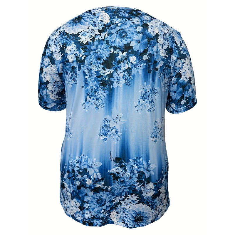 Calyvera | Gradient Flower V Neck Blouse