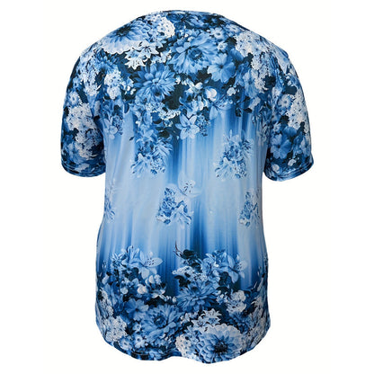 Calyvera | Gradient Flower V Neck Blouse