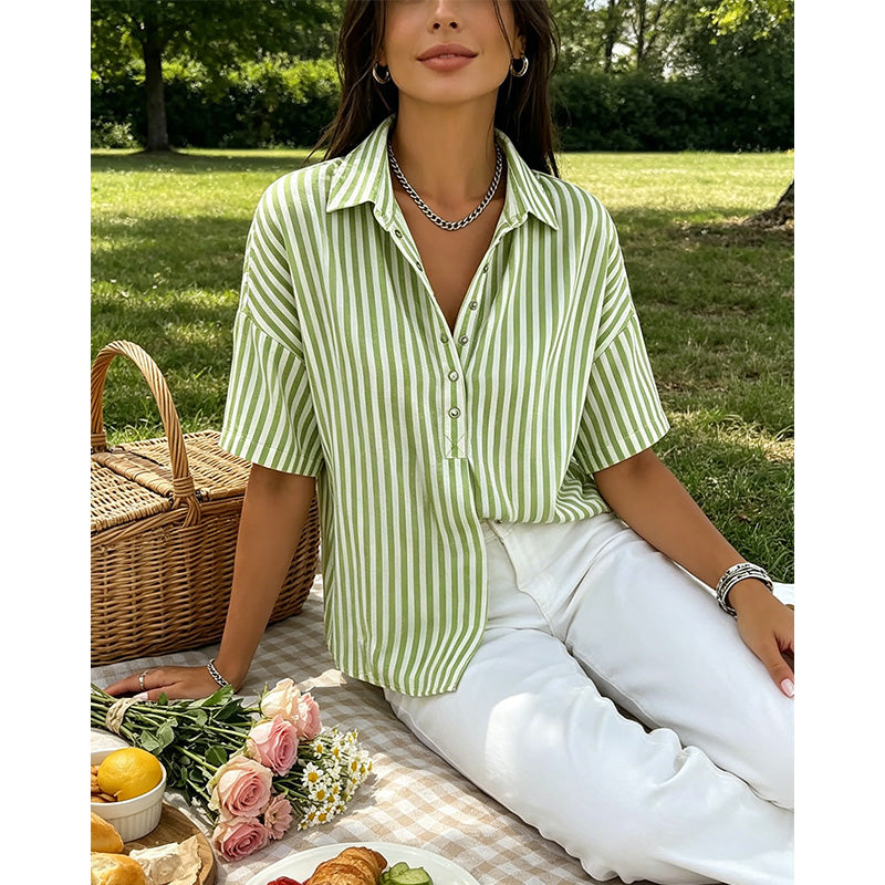 Nyra | Vertical Stripe Relaxed Blouse