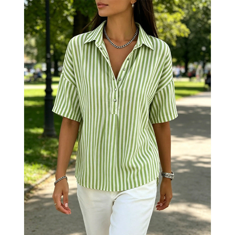 Nyra | Vertical Stripe Relaxed Blouse