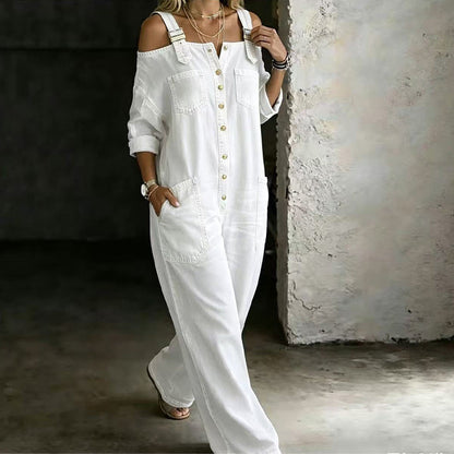 Brialle | Relaxed Pocket Denim Wide Leg Jumpsuit