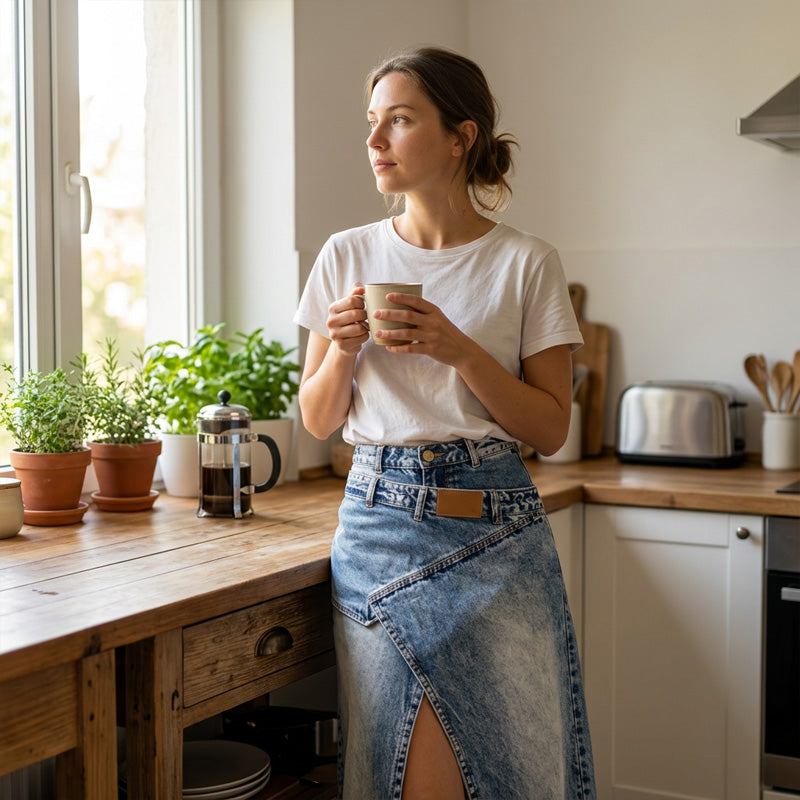 Orielle | Elegant Wrap Style Denim Maxi Skirt