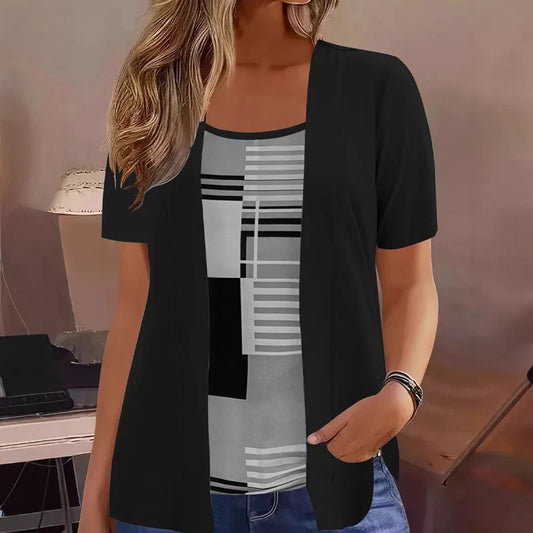 Havina | Contemporary Print Layered Blouse Set