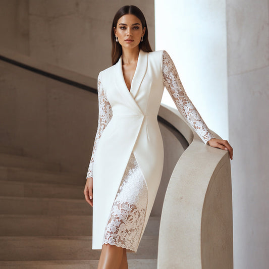 Verity | Elegant Lace Sleeve Midi Dress