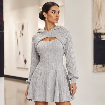 Jessamy | Cozy Hooded Fit Flare Mini Dress