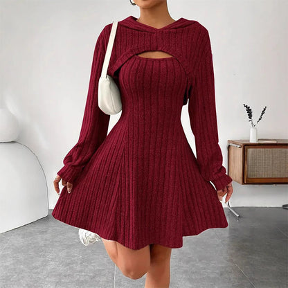 Jessamy | Cozy Hooded Fit Flare Mini Dress