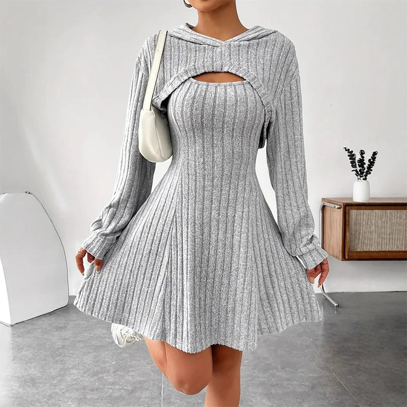 Jessamy | Cozy Hooded Fit Flare Mini Dress
