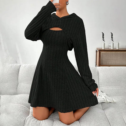 Jessamy | Cozy Hooded Fit Flare Mini Dress
