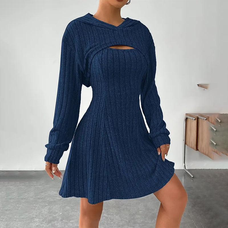 Jessamy | Cozy Hooded Fit Flare Mini Dress