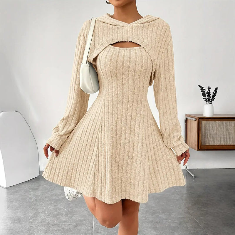Jessamy | Cozy Hooded Fit Flare Mini Dress