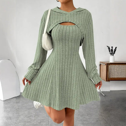 Jessamy | Cozy Hooded Fit Flare Mini Dress