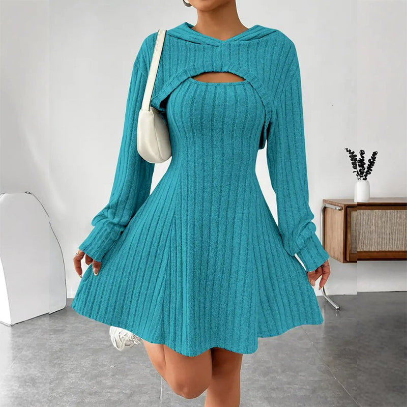Jessamy | Cozy Hooded Fit Flare Mini Dress